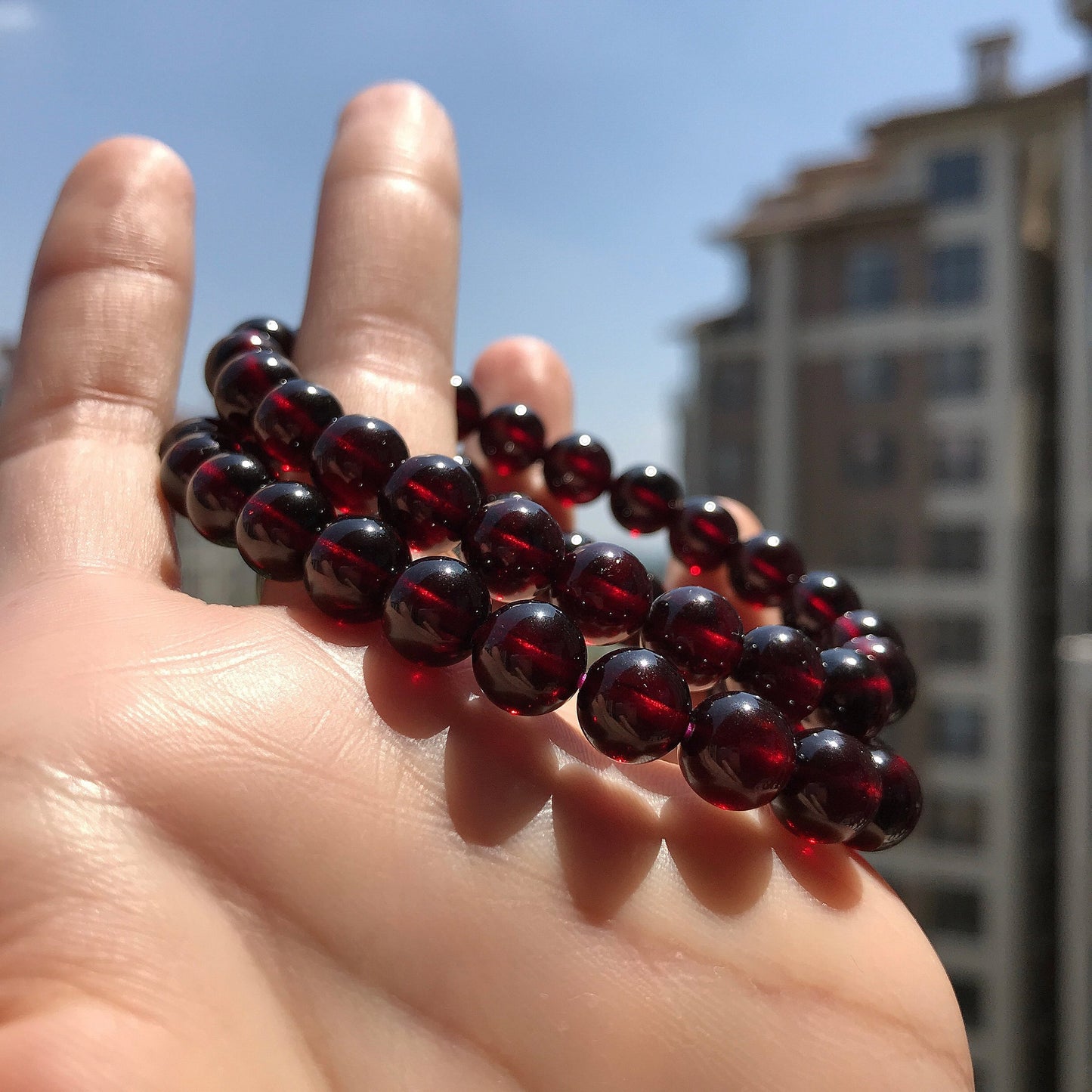 Healing Red Garnet Crystal Bracelet For Root Chakra | 8Mm Beaded Elastic Jewelry | Protection & Balance
