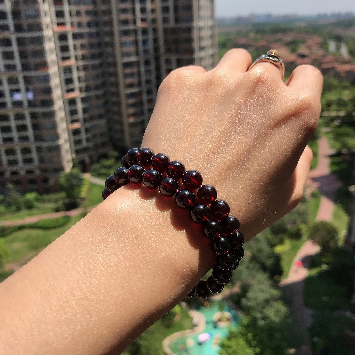 Healing Red Garnet Crystal Bracelet For Root Chakra | 8Mm Beaded Elastic Jewelry | Protection & Balance