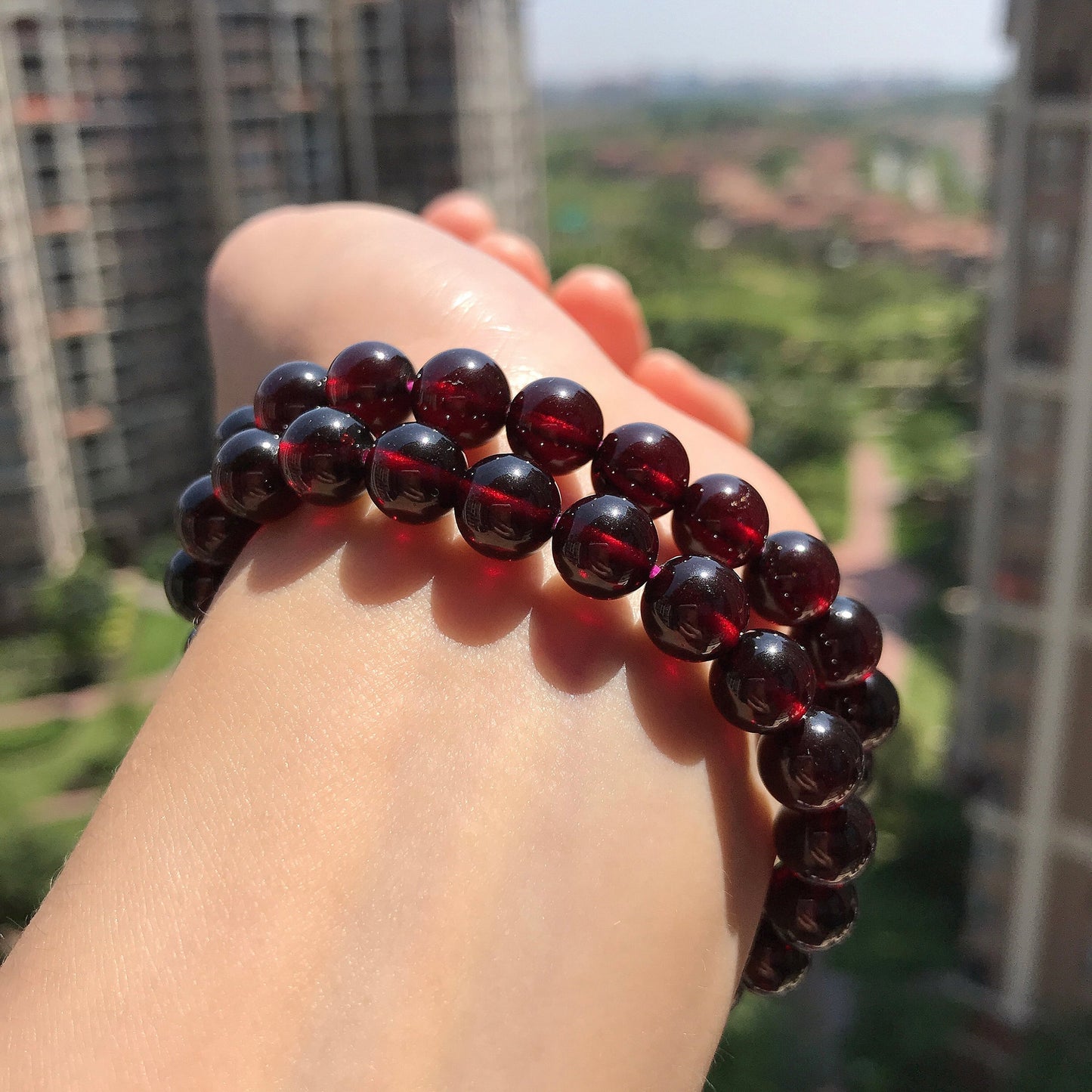 Healing Red Garnet Crystal Bracelet For Root Chakra | 8Mm Beaded Elastic Jewelry | Protection & Balance