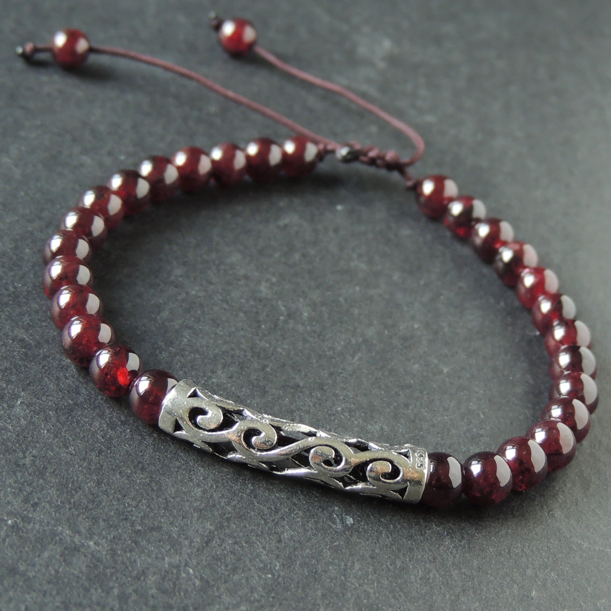 Handmade Lucky Red Garnet Bracelet With Sterling Silver Charm – Protection & Positivity Jewelry For Base Chakra