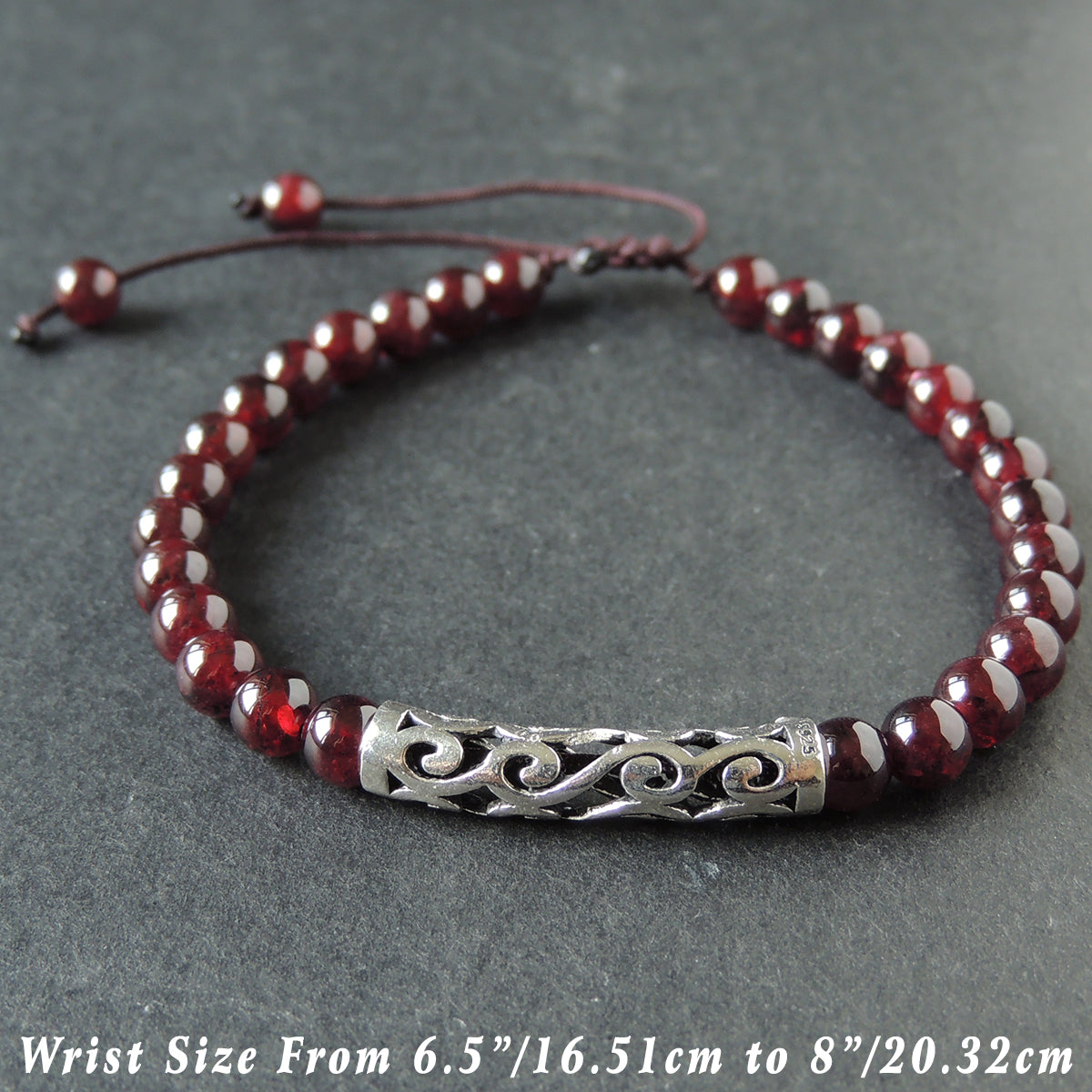 Handmade Lucky Red Garnet Bracelet With Sterling Silver Charm – Protection & Positivity Jewelry For Base Chakra