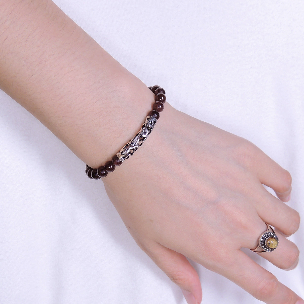 Handmade Lucky Red Garnet Bracelet With Sterling Silver Charm – Protection & Positivity Jewelry For Base Chakra