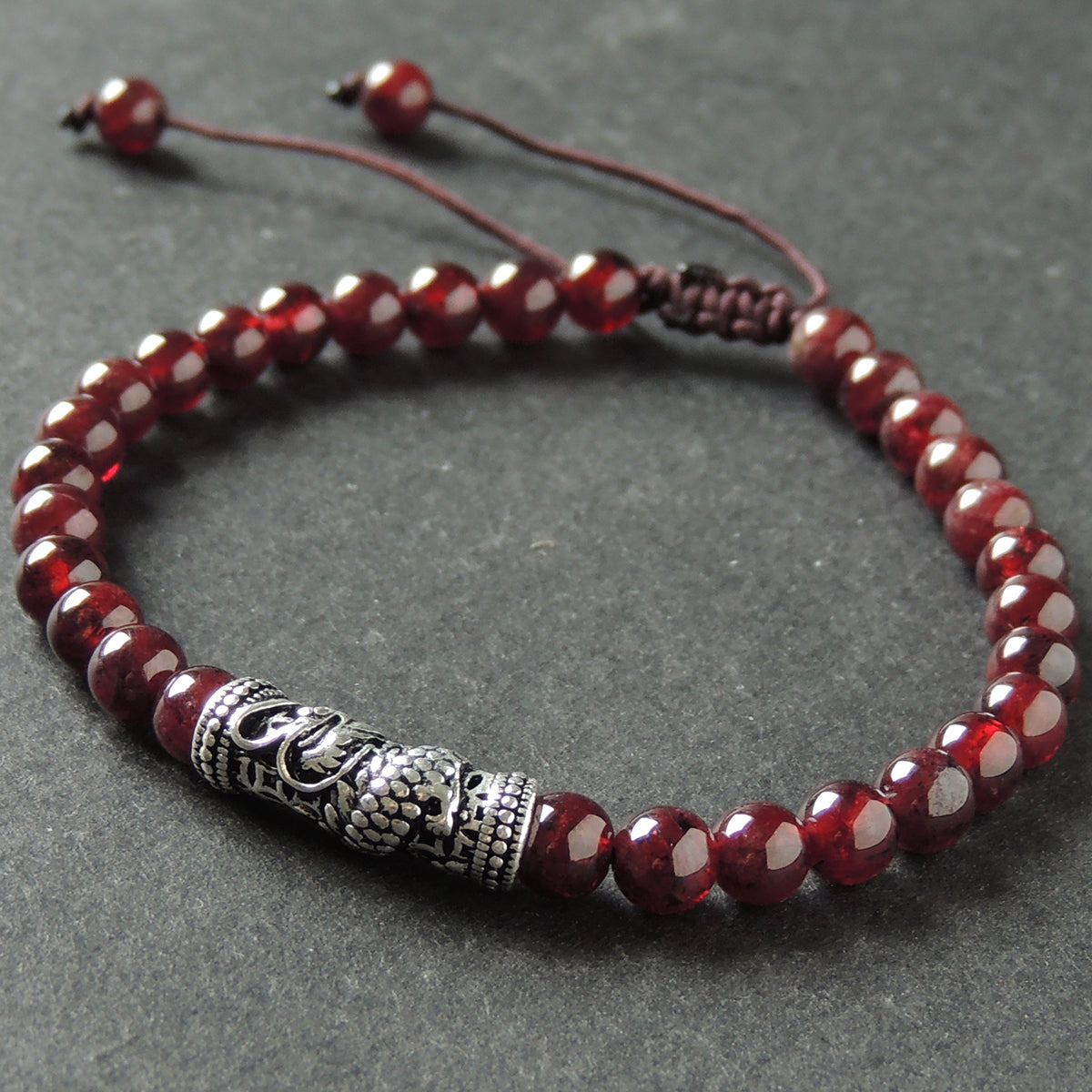 Red Garnet Braided Bracelet With Sterling Silver Dragon Charm Men & Women Handmade Protection Positivity Jewelry For Base Chakra