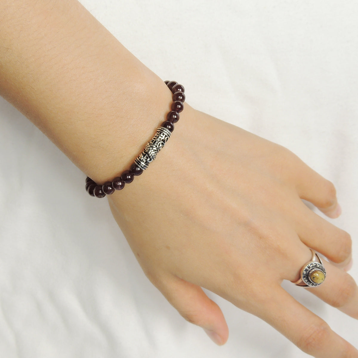 Red Garnet Braided Bracelet With Sterling Silver Dragon Charm Men & Women Handmade Protection Positivity Jewelry For Base Chakra