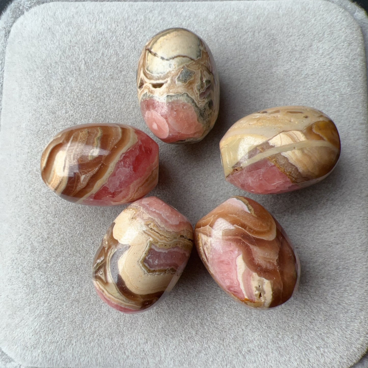 5 Pcs Unique Pattern Natural Rhodochrosite Barrel Beads For Diy Jewelry Project