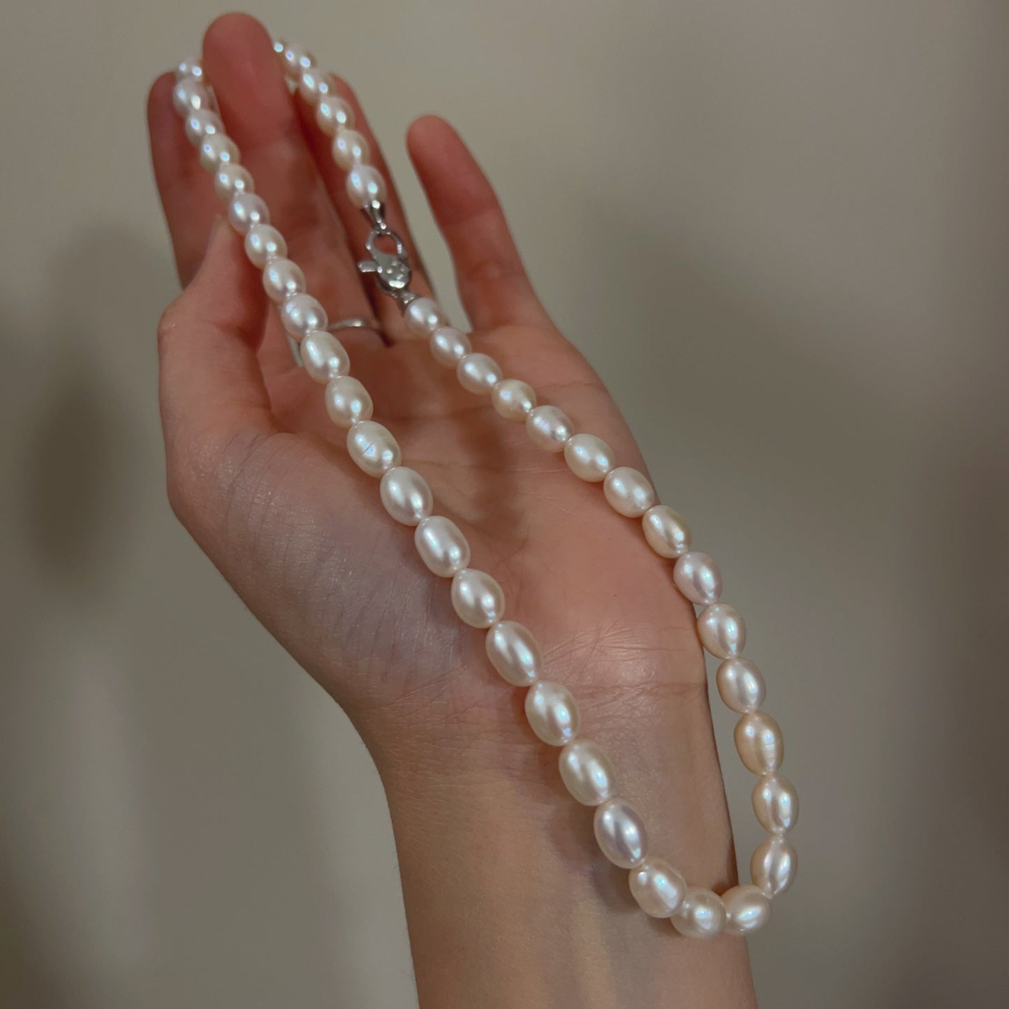 Timeless Classic Pearl Beaded Necklace | Best Luster Freshwater Pearl Natural Formed Beads With 925 Sterling Silver Clasp