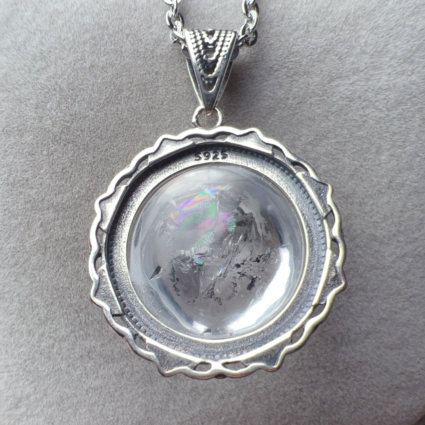 Good Clarity Water Enhydro Quartz Crystal Pendant Necklace Handmade With 925 Sterling Silver
