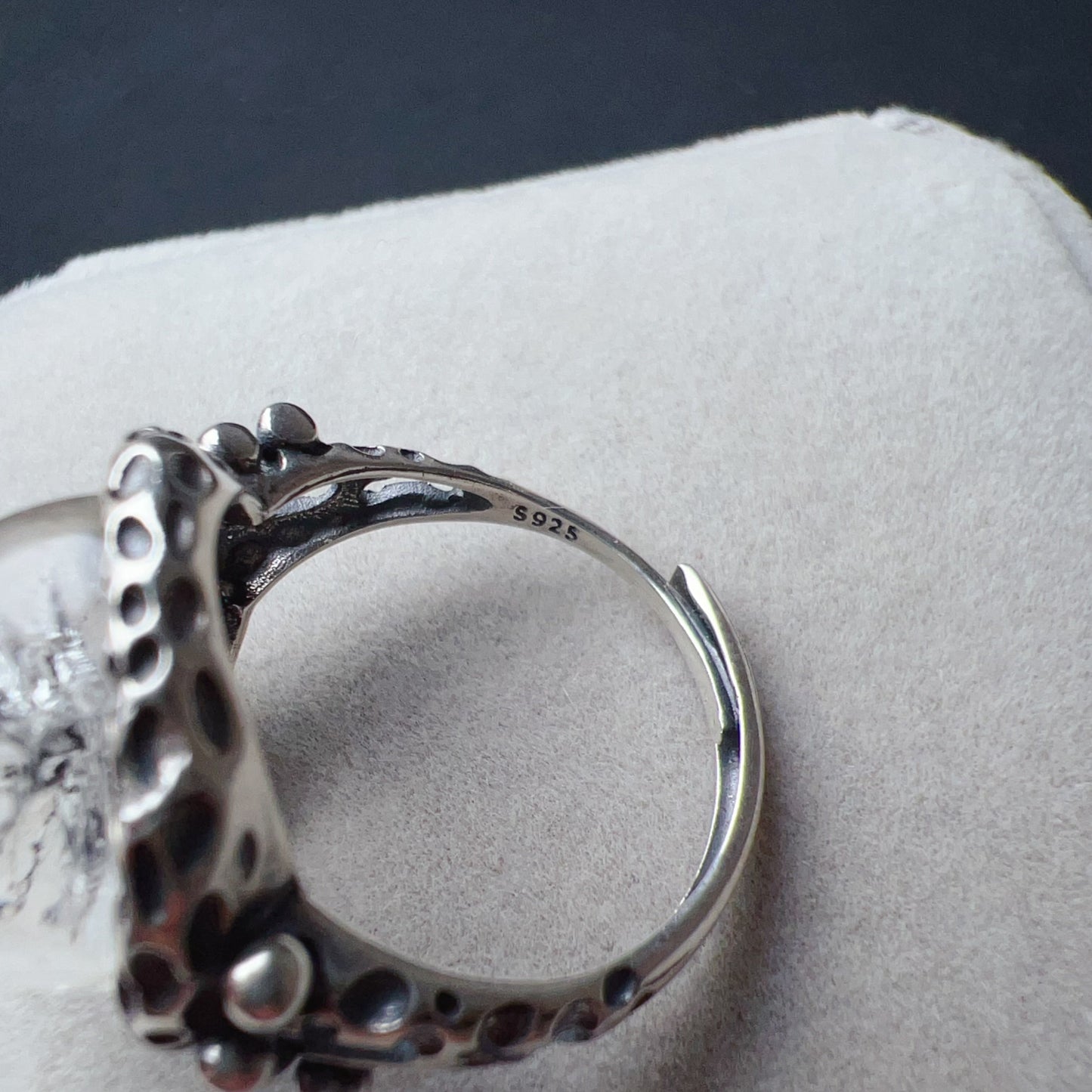 Large Black Sand Enhydro Crystal Quartz Ring | Handmade With 925 Sterling Silver Large Ring Size