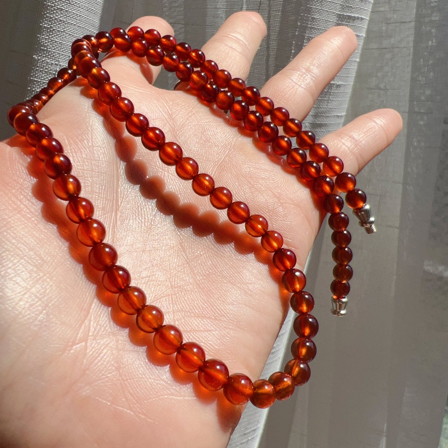 Handcrafted Spessartine Garnet Beaded Necklace | Natural Gemstone Jewelry With 925 Sterling Silver Screw Lock | Unique Artisan Design