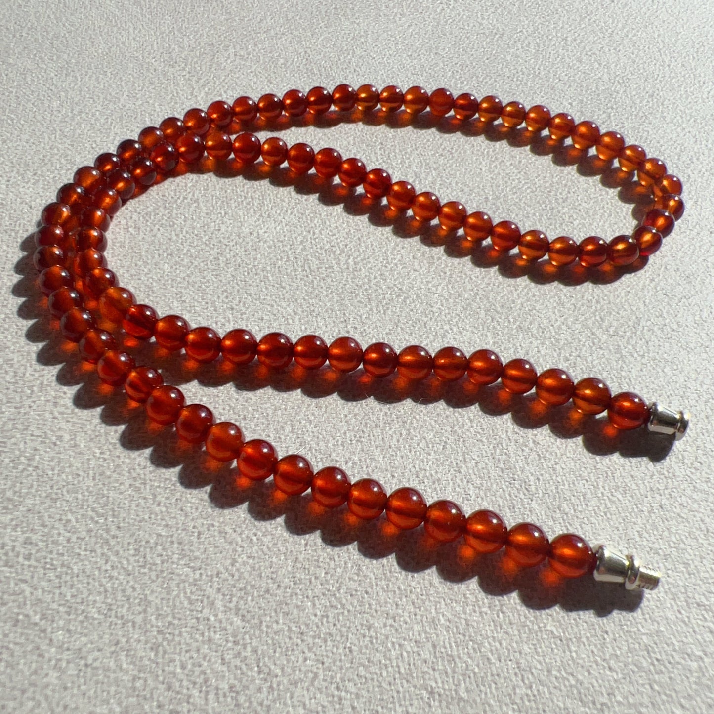 Handcrafted Spessartine Garnet Beaded Necklace | Natural Gemstone Jewelry With 925 Sterling Silver Screw Lock | Unique Artisan Design