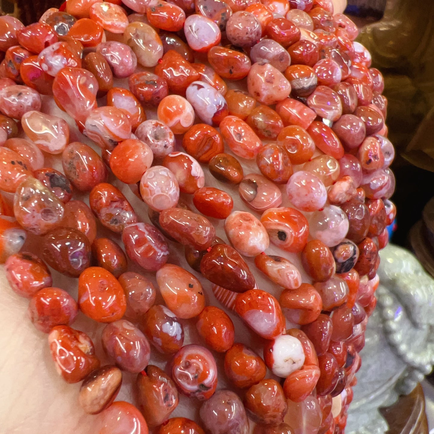 7.5×8.5Mm Natural Red Agate Free-Formed Bead Strands Diy Jewelry Project Supply
