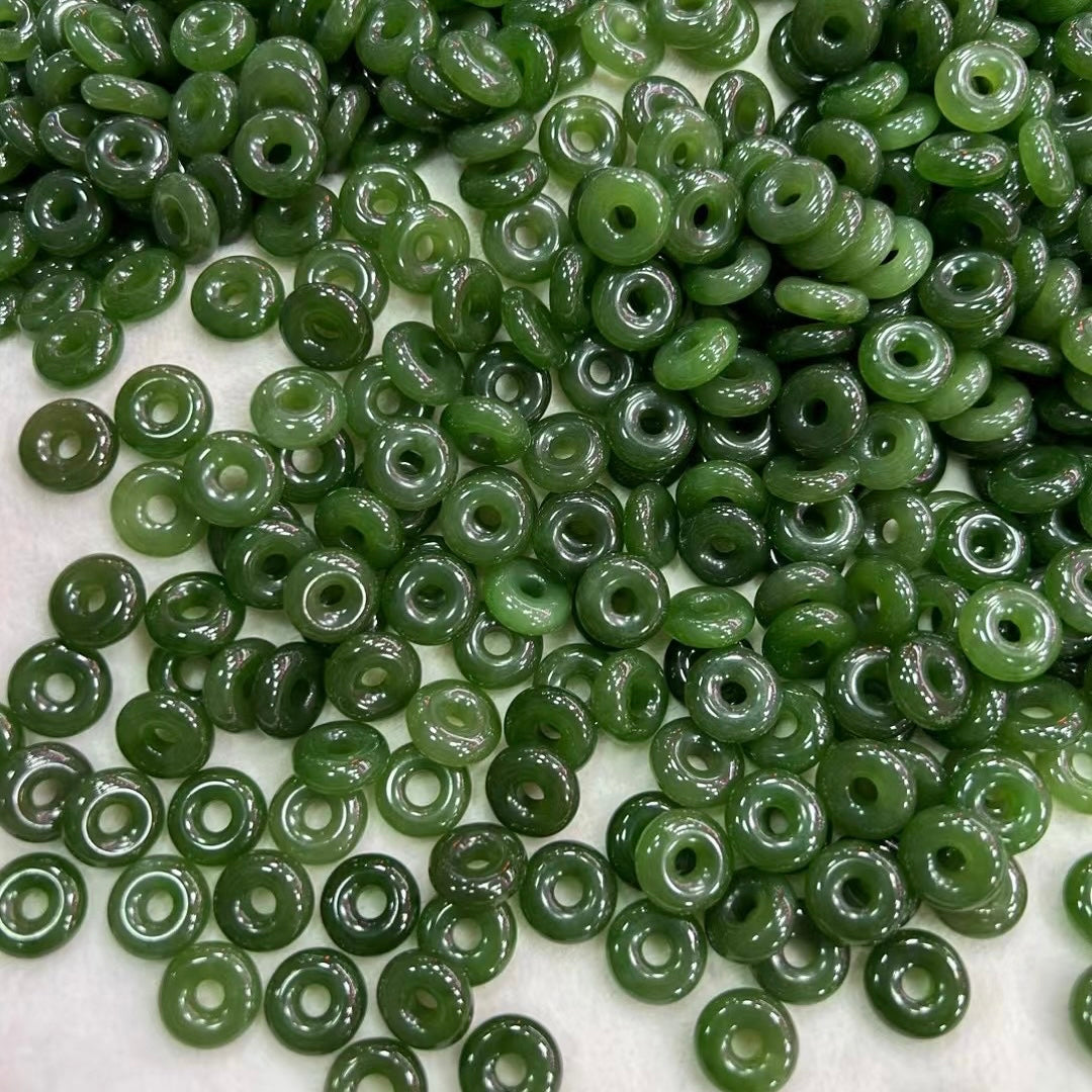 Natural Best Quality Nephrite Jade Amulet Donut Charms Pendants For Diy Jewelry Project