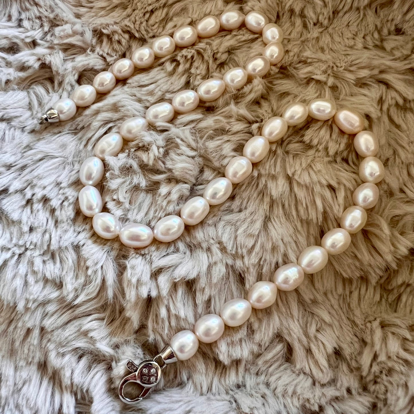 Timeless Classic Pearl Beaded Necklace | Best Luster Freshwater Pearl Natural Formed Beads With 925 Sterling Silver Clasp
