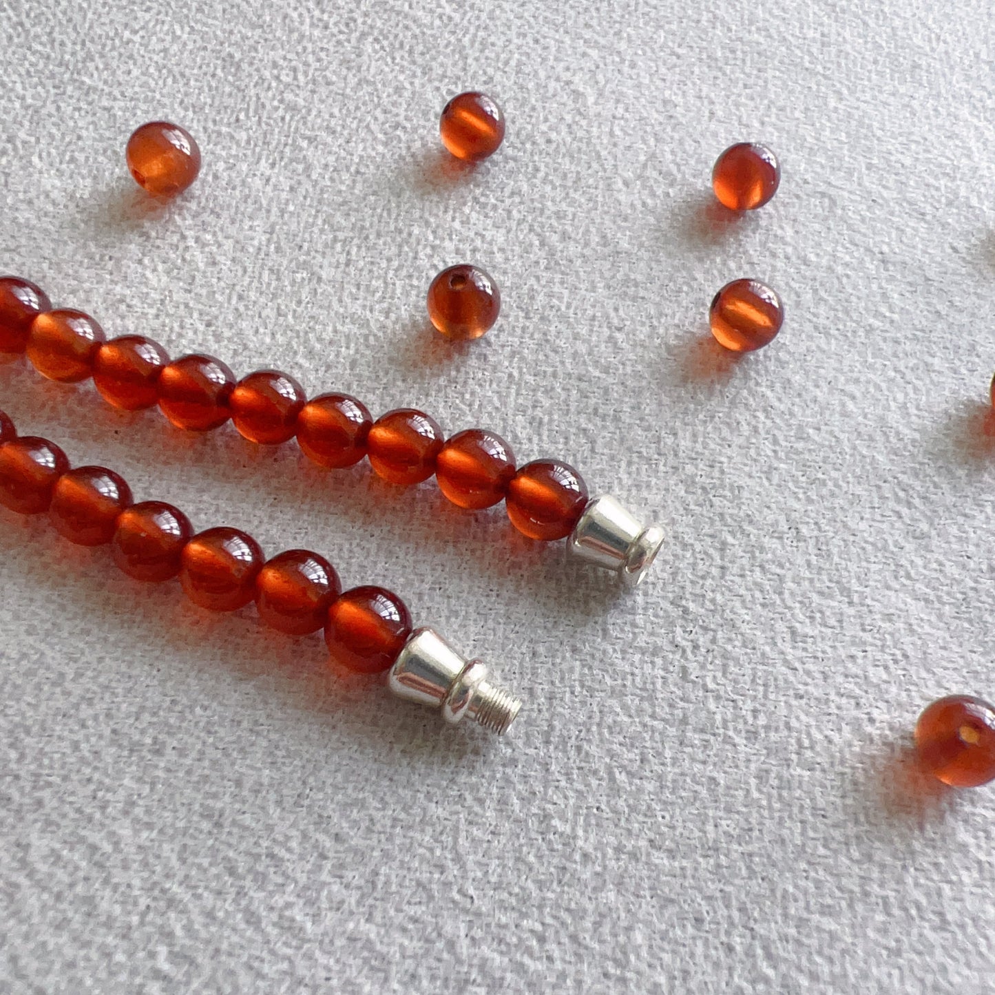 Handcrafted Spessartine Garnet Beaded Necklace | Natural Gemstone Jewelry With 925 Sterling Silver Screw Lock | Unique Artisan Design