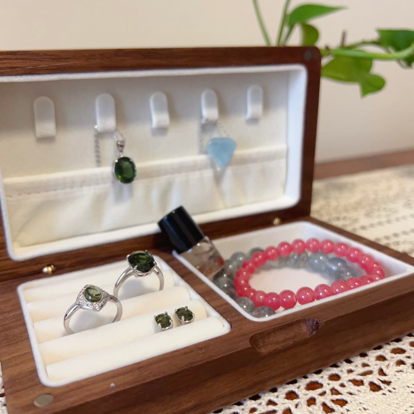 Handmade Natural Walnut Wood Jewelry Box For Bracelets Necklaces Rings Home Decors