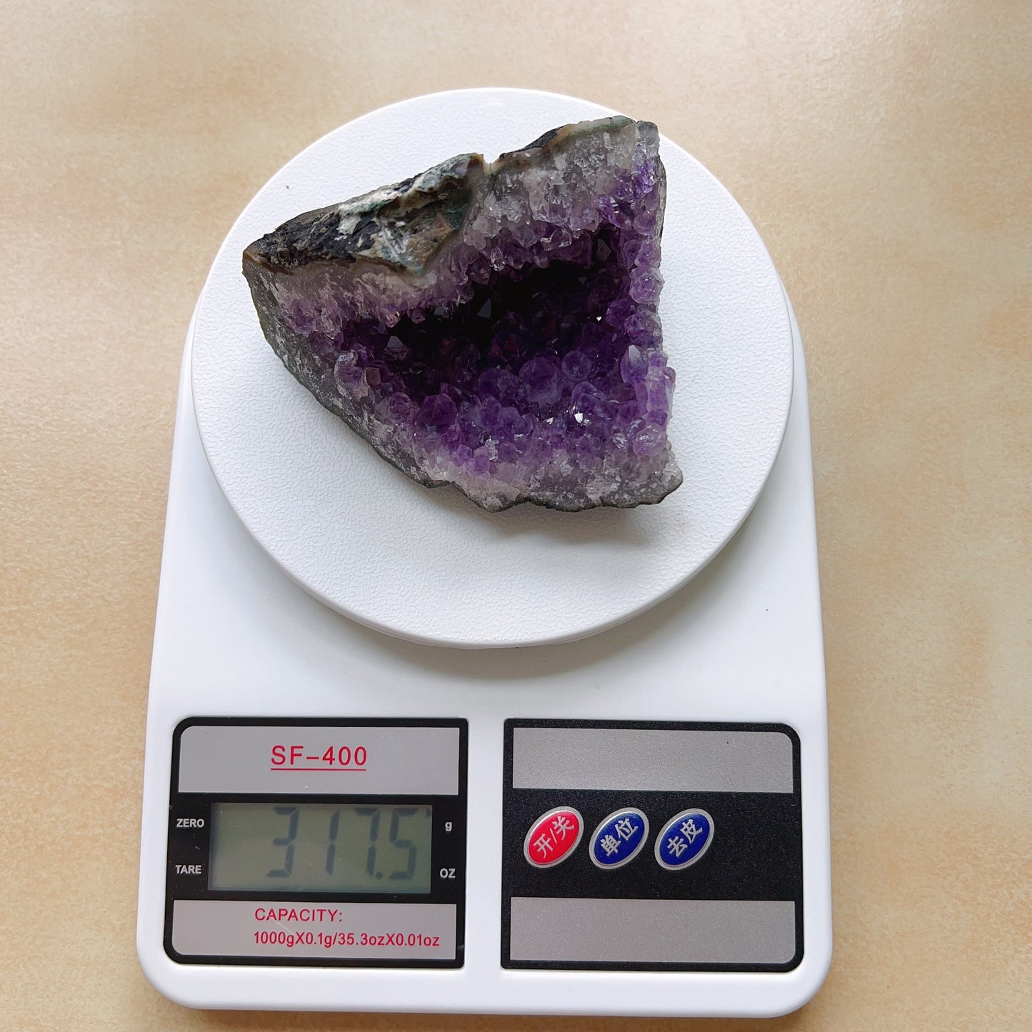 317.5G Natural Amethyst Raw Stone Small Geode Healing Crystal Decor
