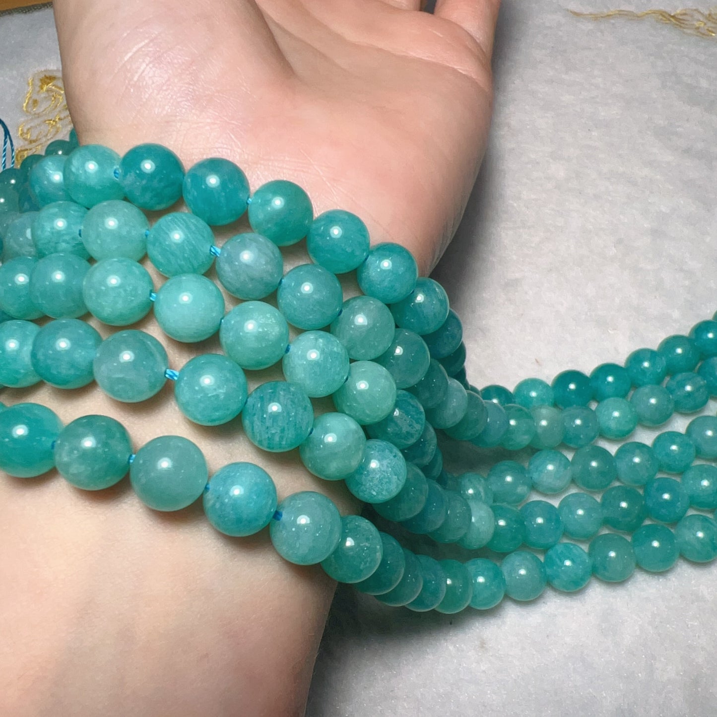 Best Quality In Strands 8Mm Natural Old Mine Amazonite Round Bead Strands For Diy Jewelry Project Ds