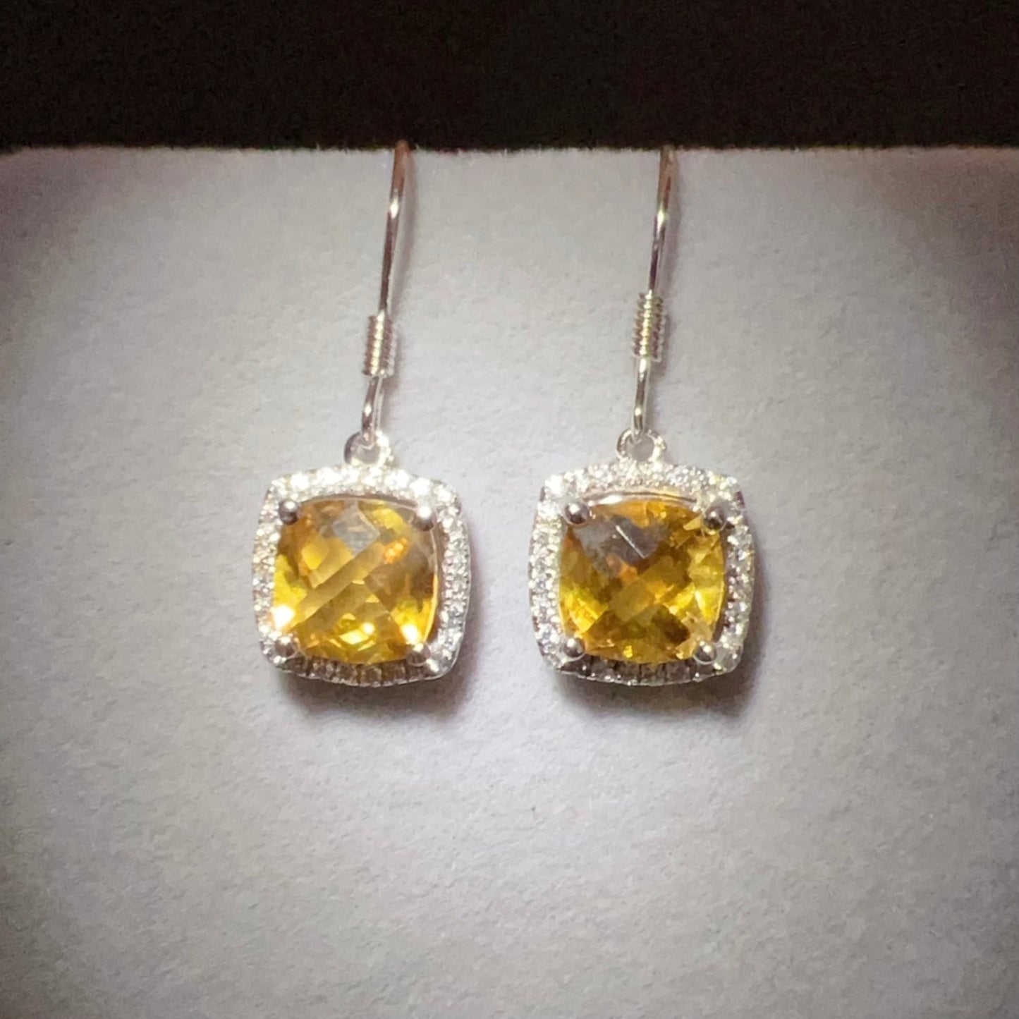 Top-Grade Square Cut Citrine Earring Hocks Handmade With 925 Sterling Silver & Cz Stones | One Of A Kind Fashion Jewelry