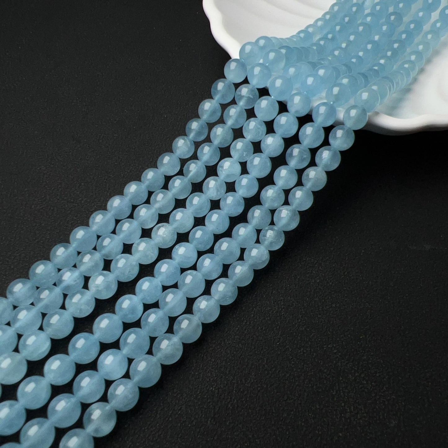 Limited Quantity – Rare 6Mm Old Mine Cat Eye Sparkling Aquamarine Round Bead Strands For Diy Jewelry Project