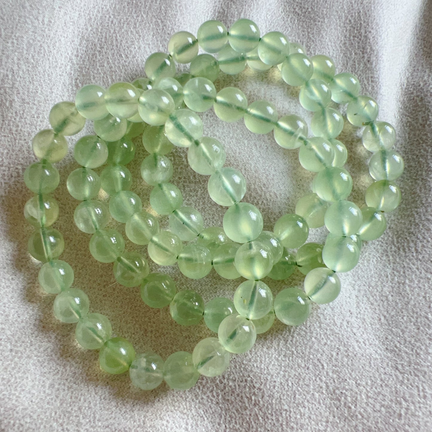 Stone Of Hope Best Green Color Prehnite Bracelet 8.7Mm Natural Heart Chakra Healing Stone