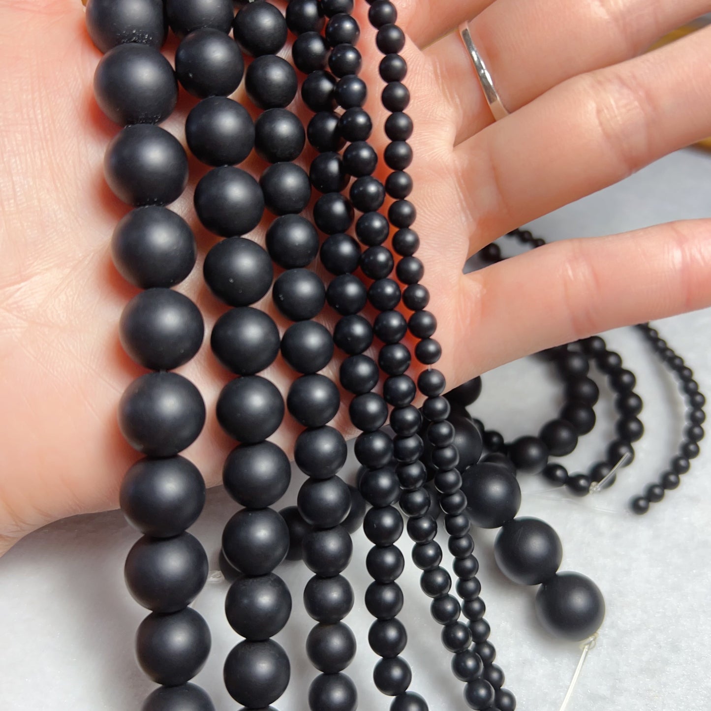 4-12Mm Heat-Treated Matte Black Onyx Round Bead Strands For Diy Jewelry Project