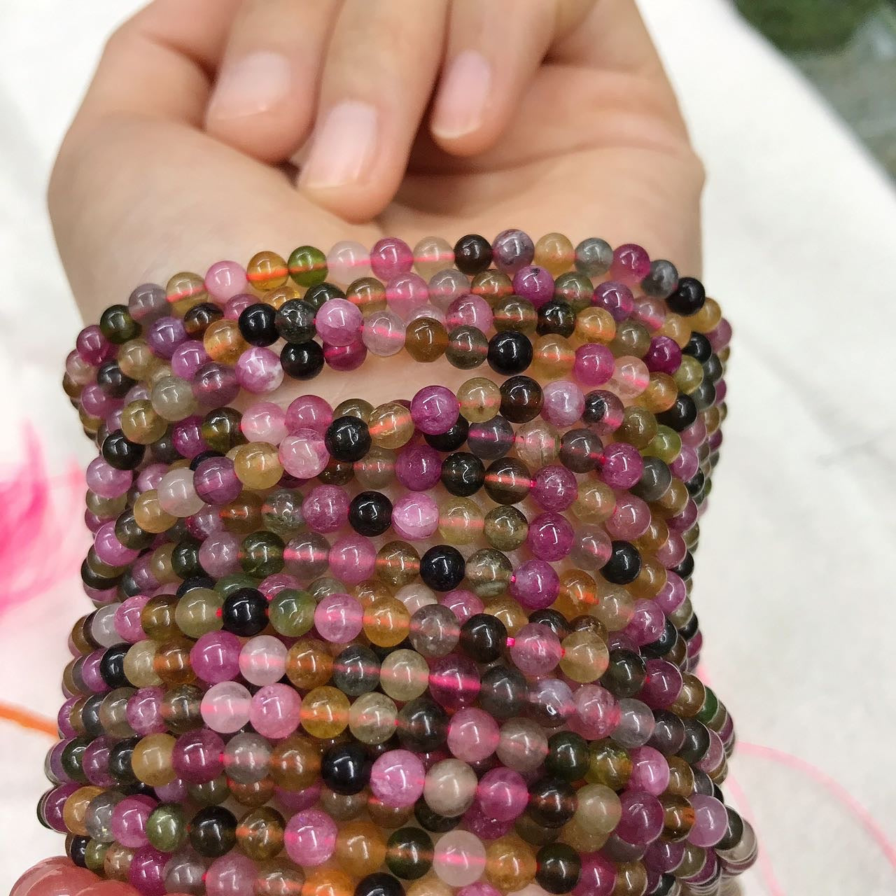4Mm Natural Rainbow Tourmaline Round Bead Strands For Diy Jewelry Project