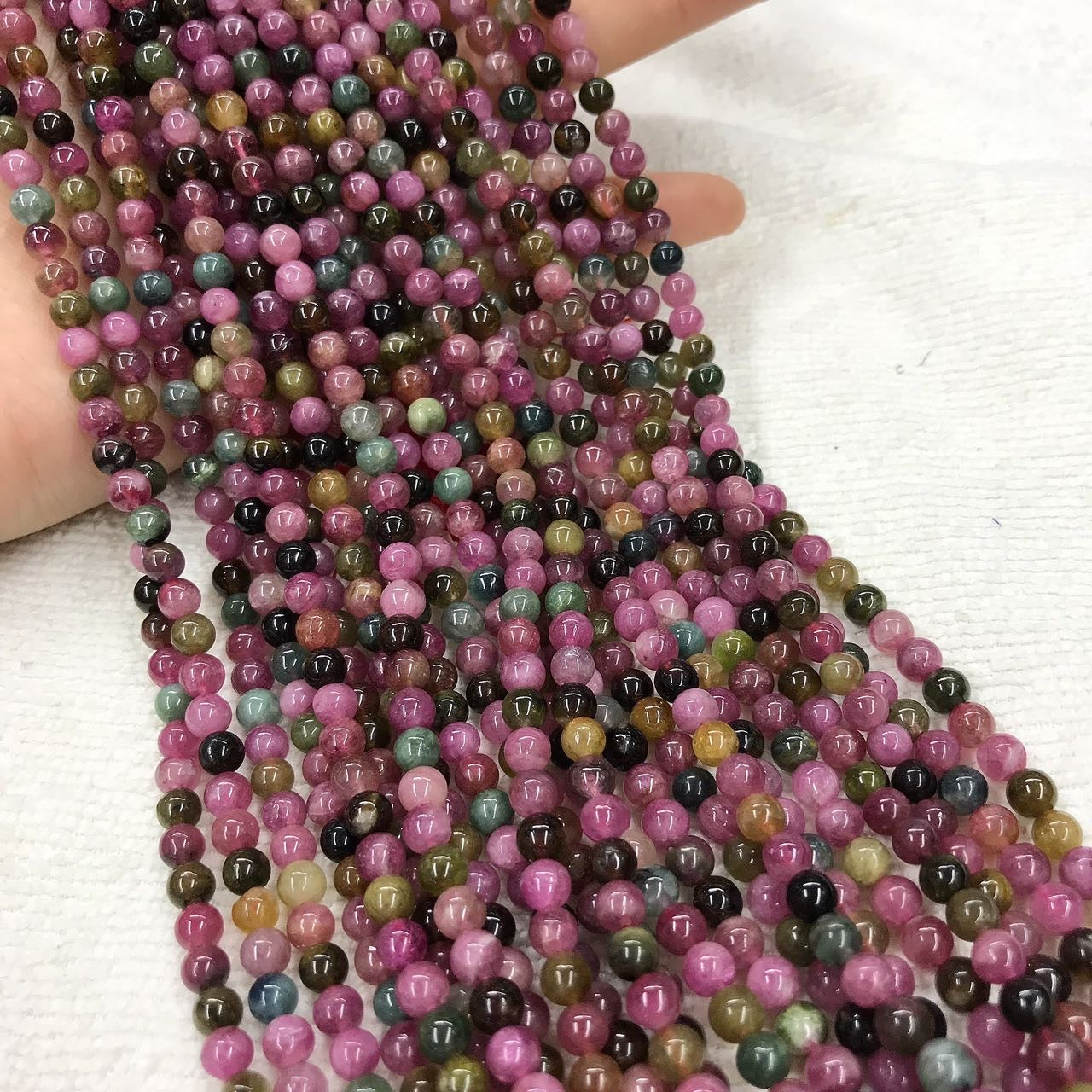 5Mm Natural Rainbow Tourmaline Round Bead Strands For Diy Jewelry Project