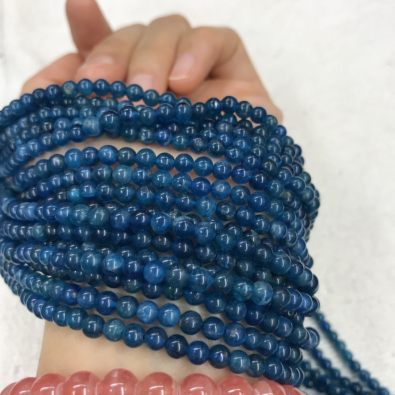 4Mm Natural Old Mine Blue Apatite Round Bead Strands For Diy Jewelry Project