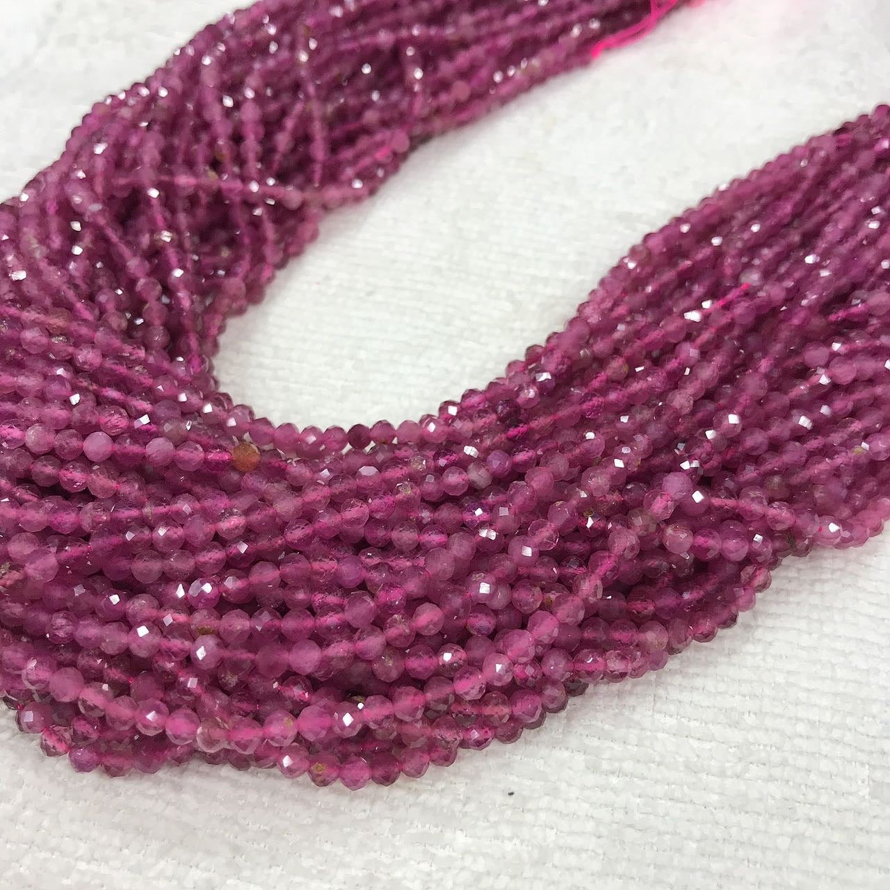 3.6Mm High-Quality Natural Pink Tourmaline Faceted Bead Strands Diy Jewelry Project