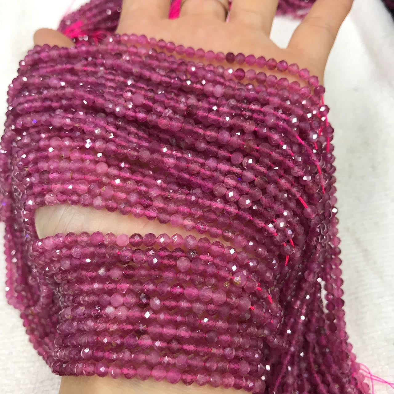 3.6Mm High-Quality Natural Pink Tourmaline Faceted Bead Strands Diy Jewelry Project
