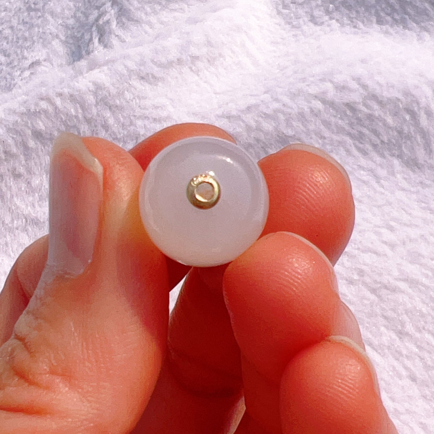 Natural White Chalcedony Barrel Beads Charms With 18K Yellow Gold Spacers Diy Jewelry Project