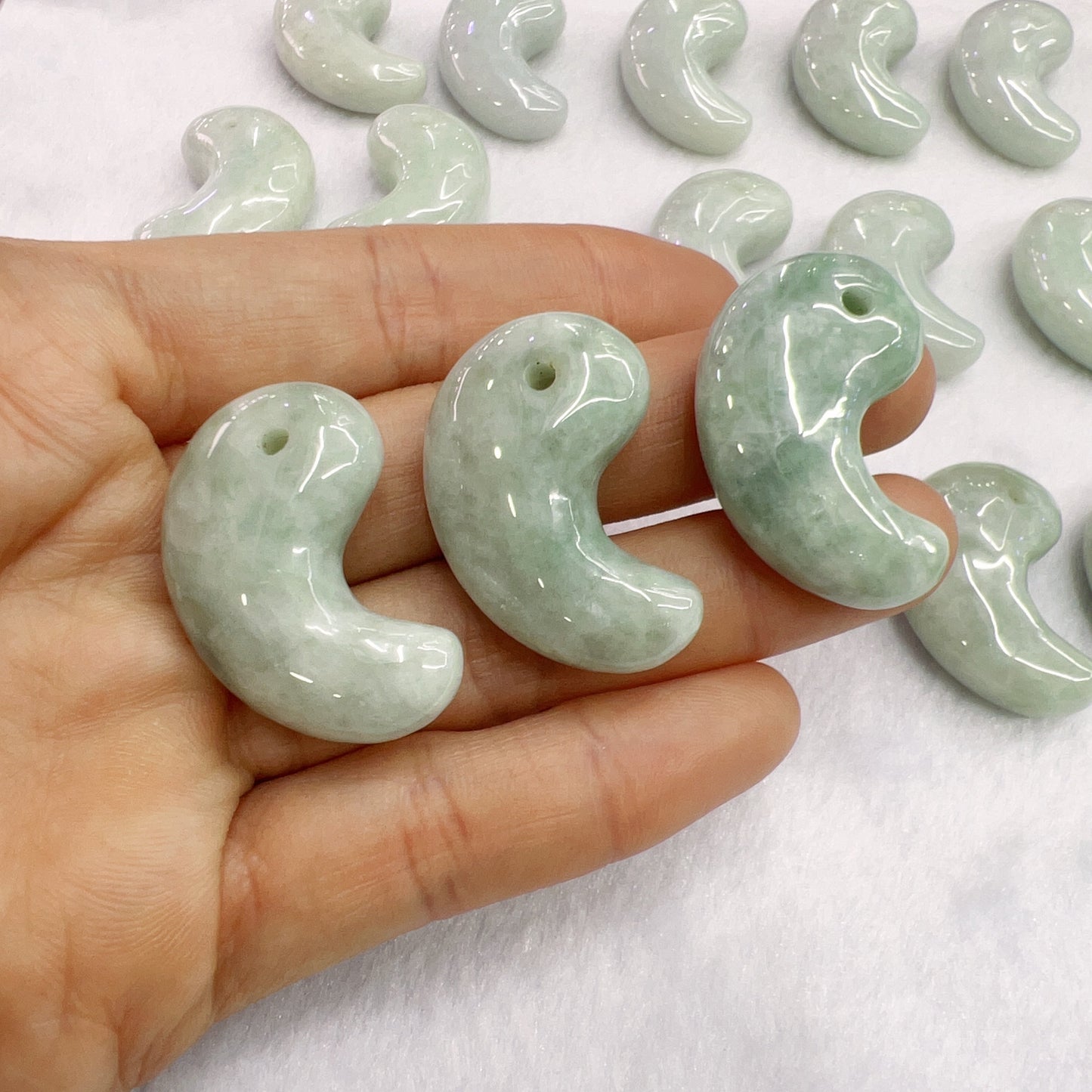 Genuine Jadeite Magatama Charm Pendant For Diy Jewelry Project