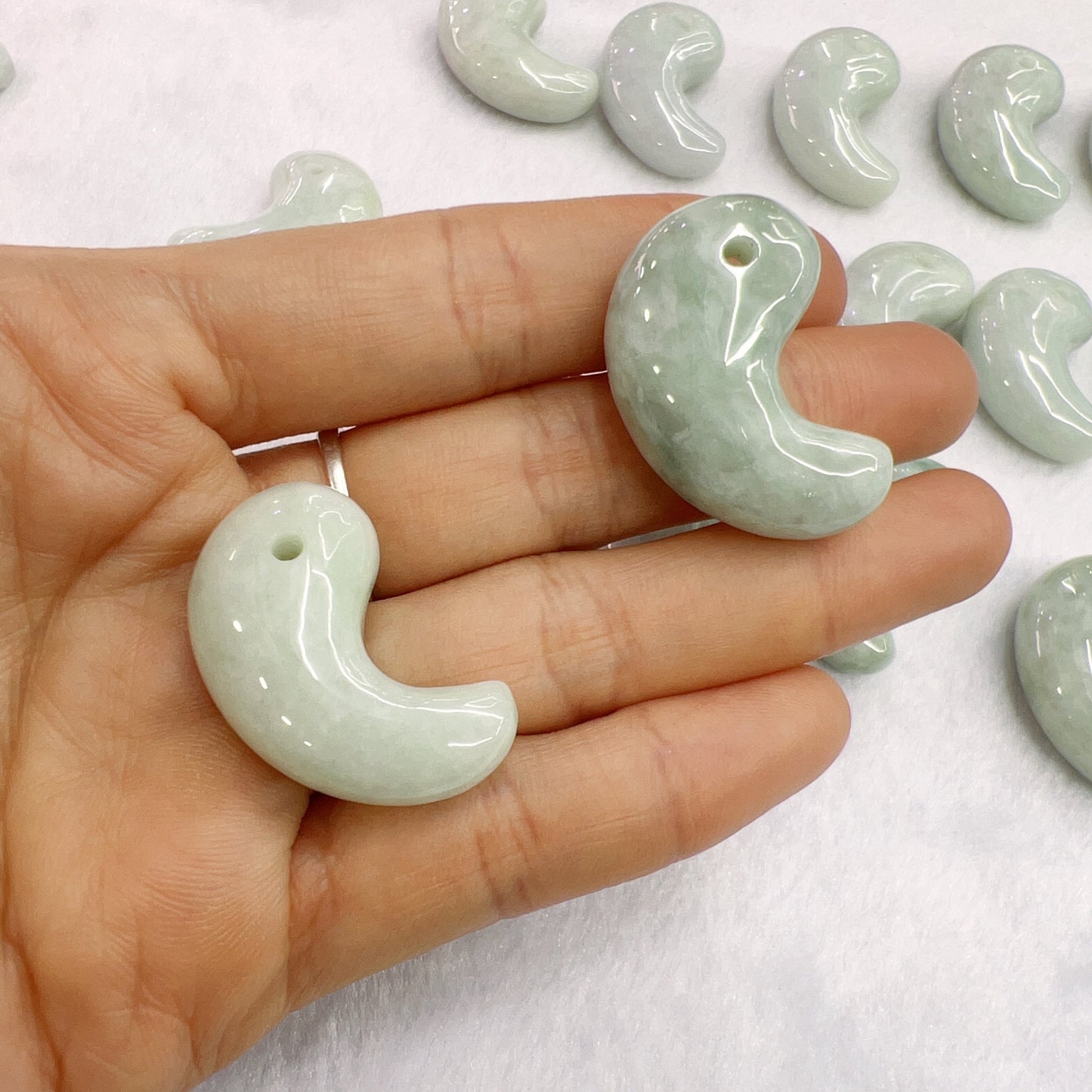 Genuine Jadeite Magatama Charm Pendant For Diy Jewelry Project
