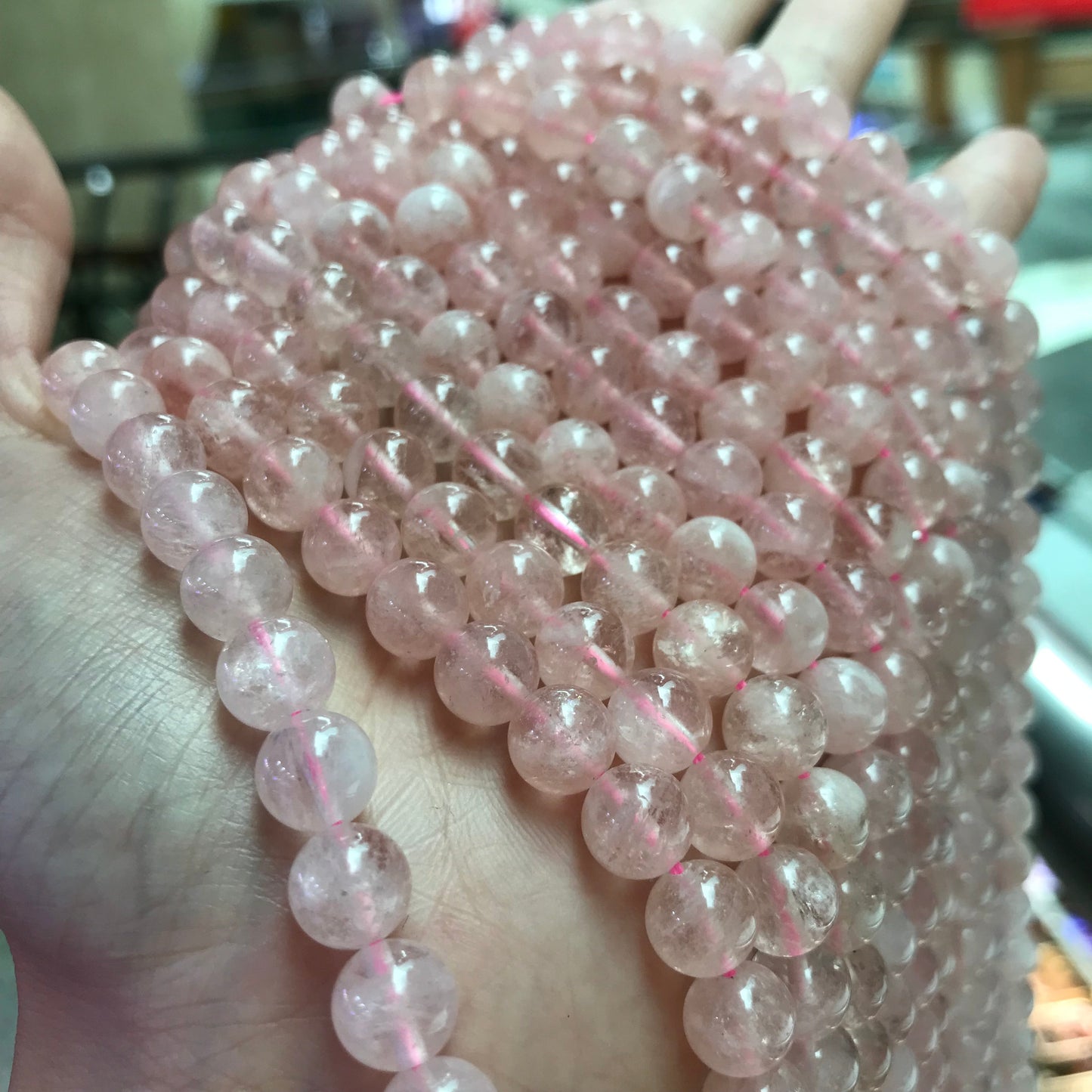8Mm Natural Pink Morganite Round Bead Strands Diy Jewelry Making Supply