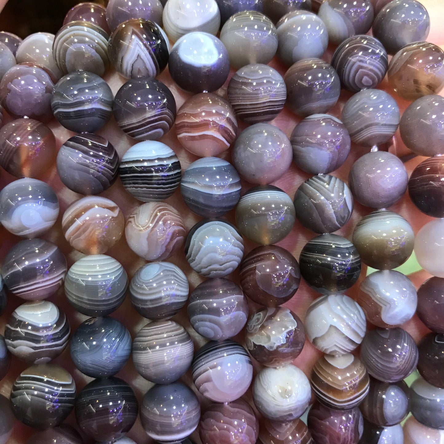 10Mm Top-Quality Natural Botswana Agate Round Bead Strands For Diy Jewelry Project