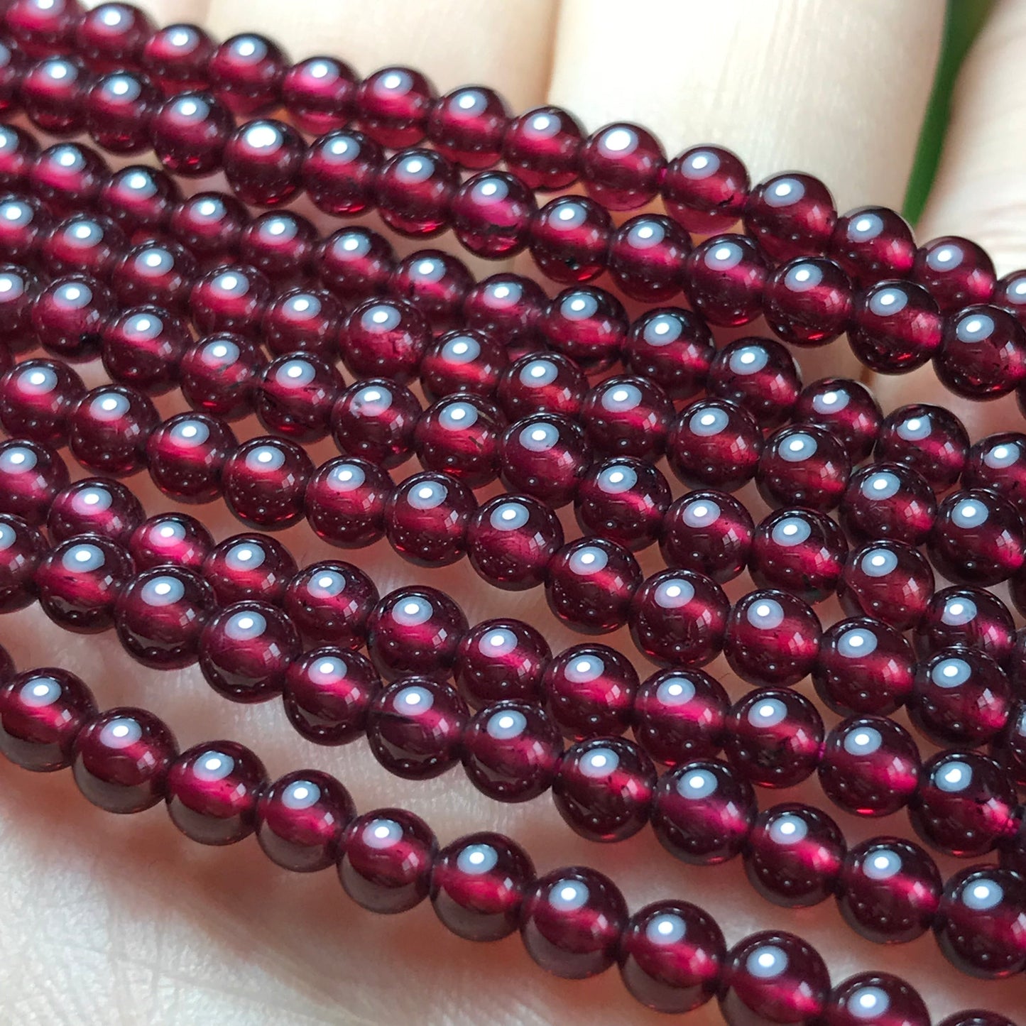 3.5Mm Natural Almandine Red Garnet High-Quality Small Bead Strands
