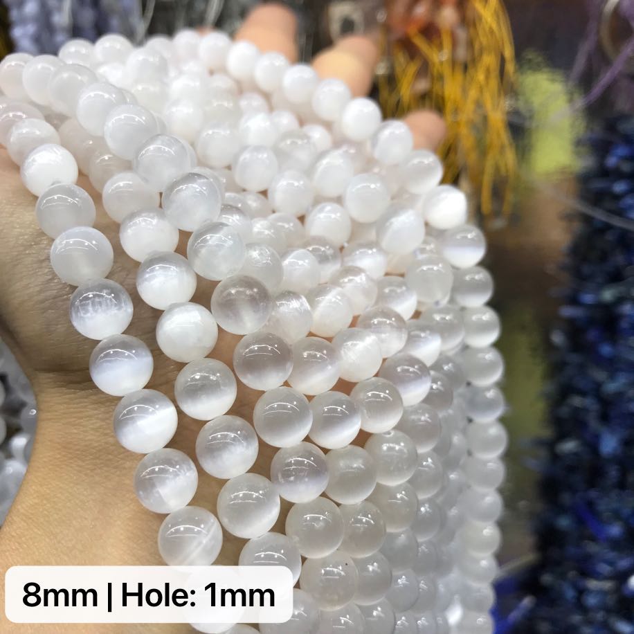 6Mm 8Mm 10Mm Top Grade Satin Spar Selenite Round Bead Strands For Diy Jewelry Project