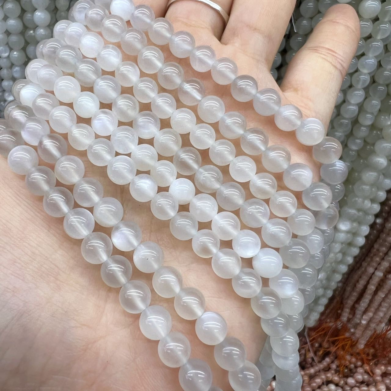 6Mm Natural High-Quality White Moonstone Round Bead Strands Diy Jewelry Supply