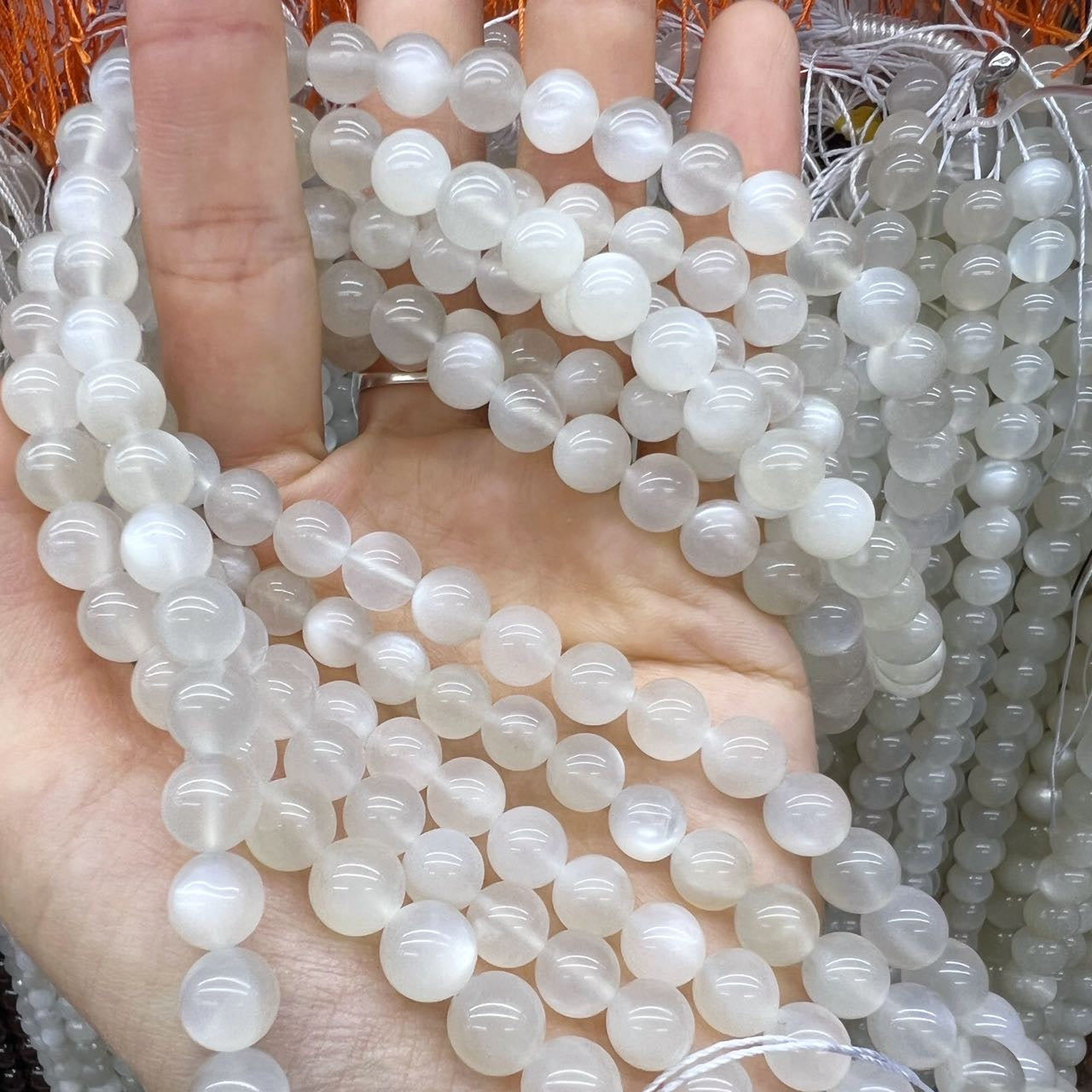 8Mm Natural High-Quality White Moonstone Round Bead Strands Diy Jewelry Supply