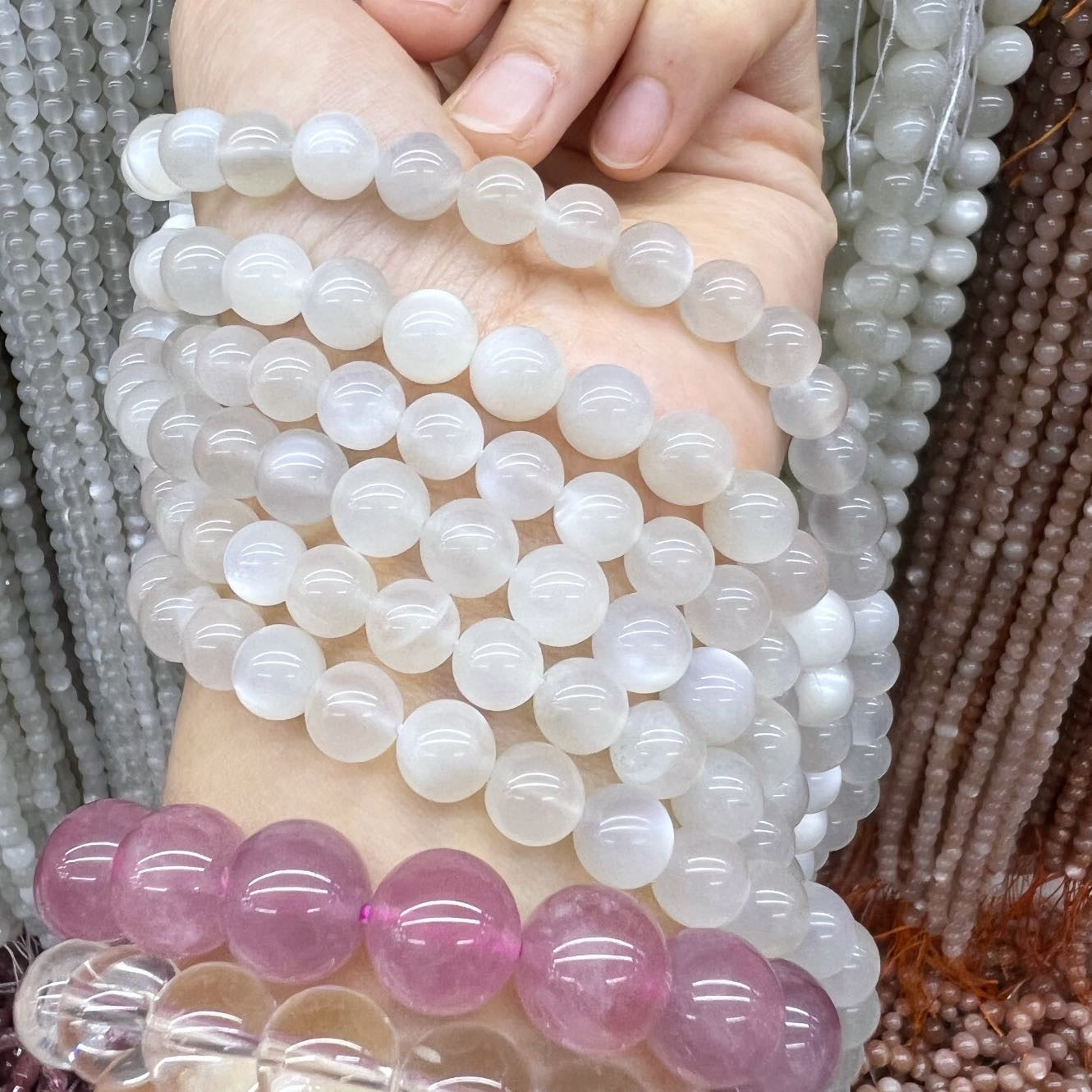 8Mm Natural High-Quality White Moonstone Round Bead Strands Diy Jewelry Supply