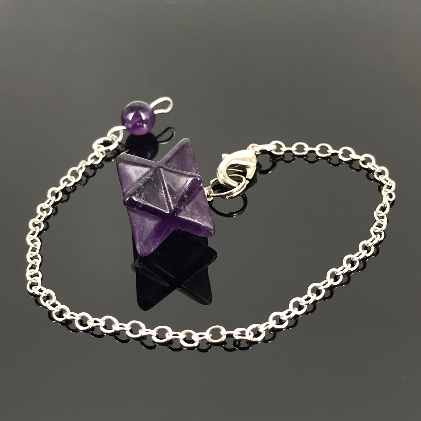 Handmade Merkaba Pendulum | Amethyst, Clear Quartz For Crown Chakra Healing | Unique Spiritual Pendant
