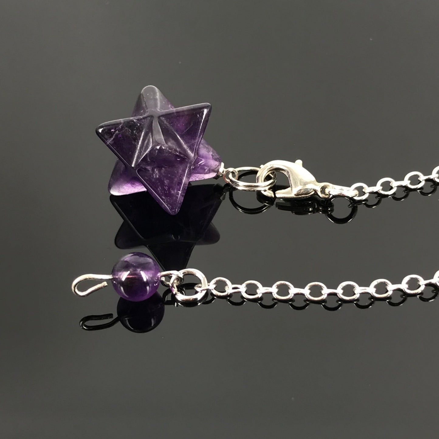 Handmade Merkaba Pendulum | Amethyst, Clear Quartz For Crown Chakra Healing | Unique Spiritual Pendant