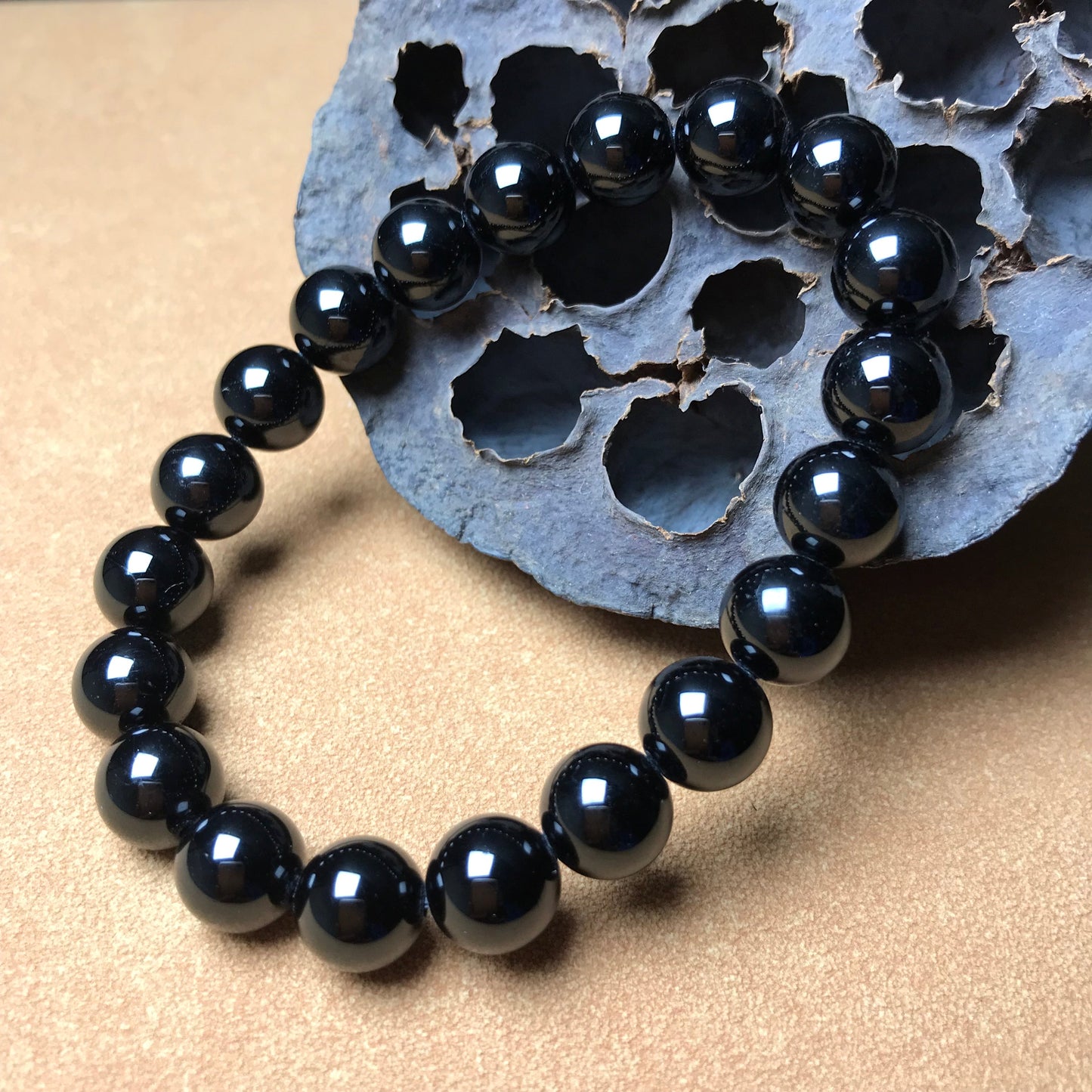 Premium Black Tourmaline Bracelet | Handmade Reiki Healing 10Mm Beaded Crystal Jewelry | Root Chakra Negativity Protection