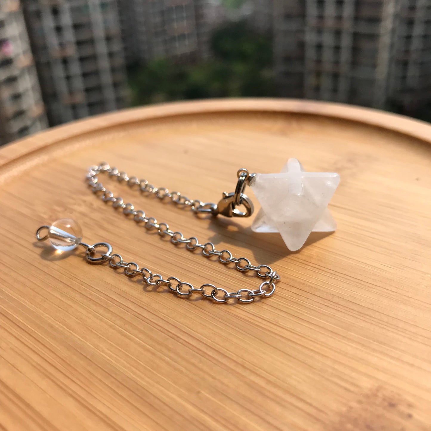Handmade Merkaba Pendulum | Amethyst, Clear Quartz For Crown Chakra Healing | Unique Spiritual Pendant