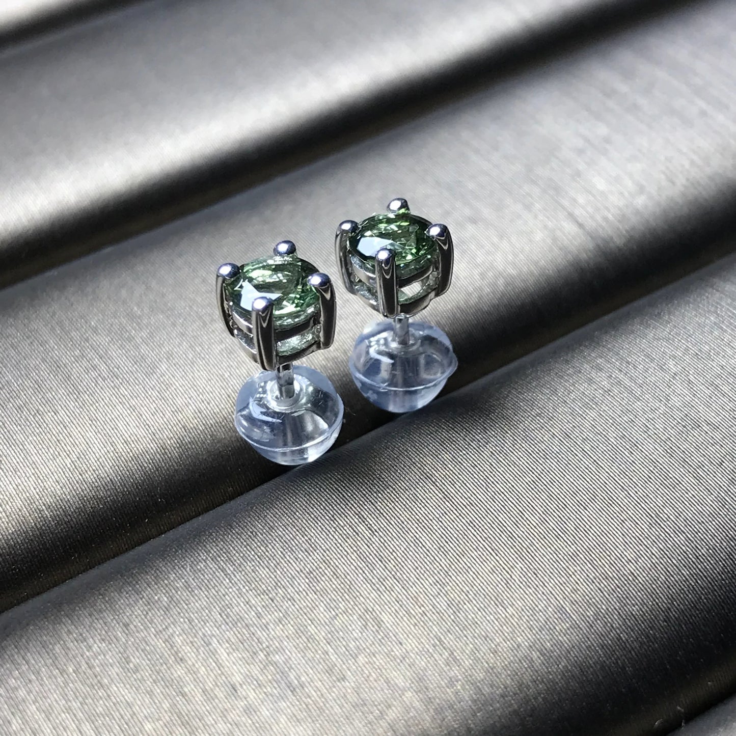 4Mm Gem-Grade Round Cut Moldavite Earrings | Premium Green Healing Stone For Heart Chakra Energy