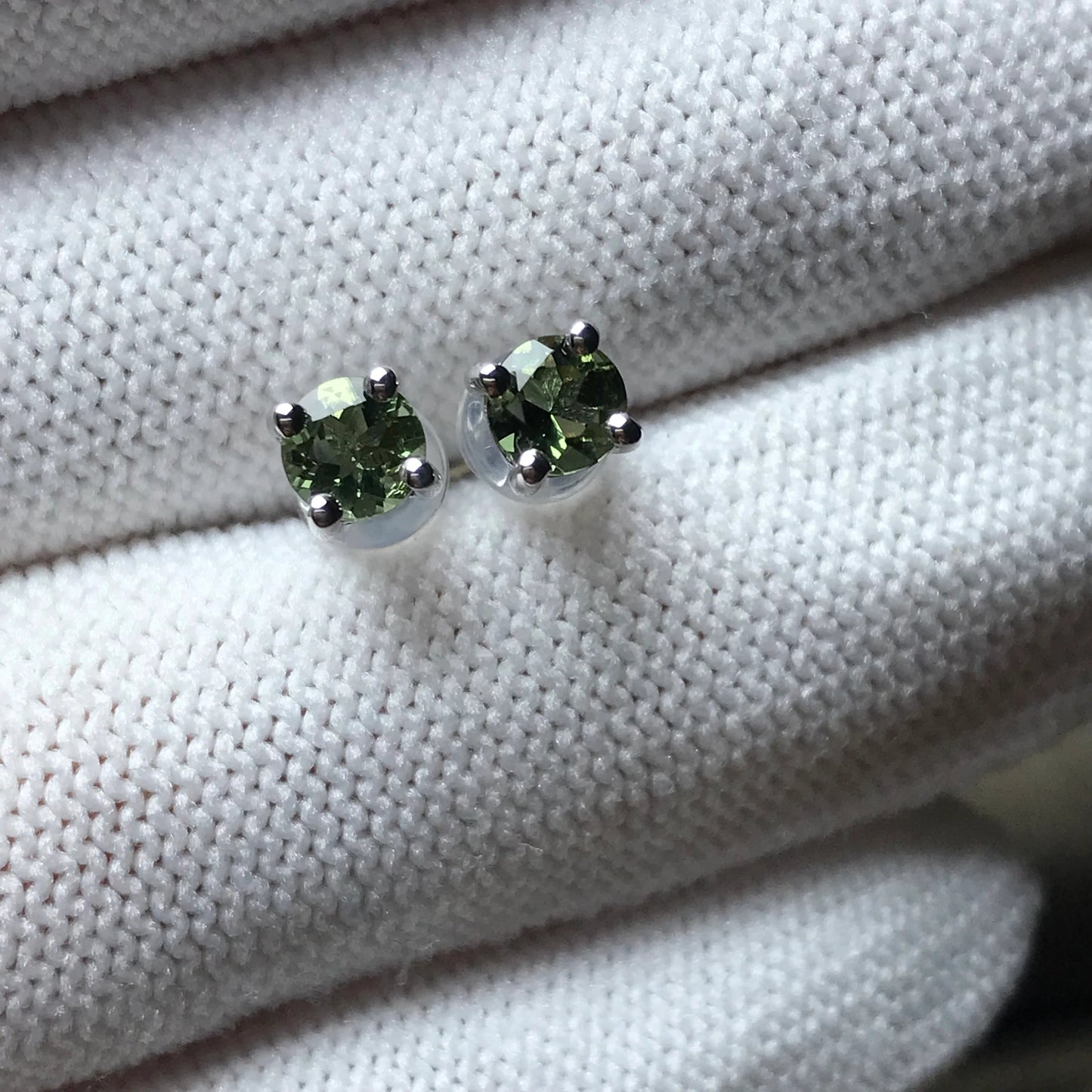 4Mm Gem-Grade Round Cut Moldavite Earrings | Premium Green Healing Stone For Heart Chakra Energy