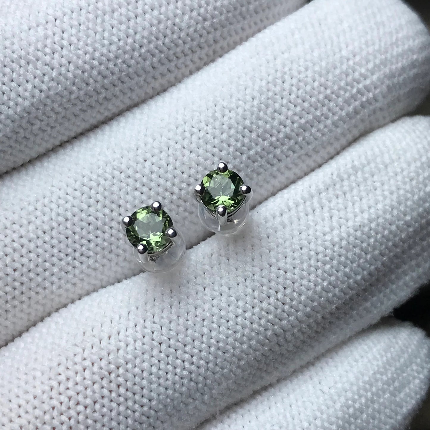 4Mm Gem-Grade Round Cut Moldavite Earrings | Premium Green Healing Stone For Heart Chakra Energy