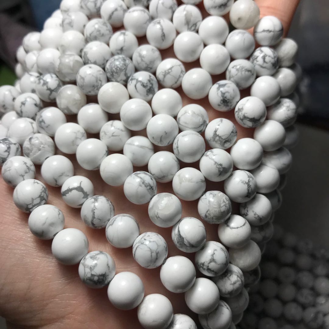 6-12Mm Natural White Howlite Round Bead Strands For Diy Jewelry Project