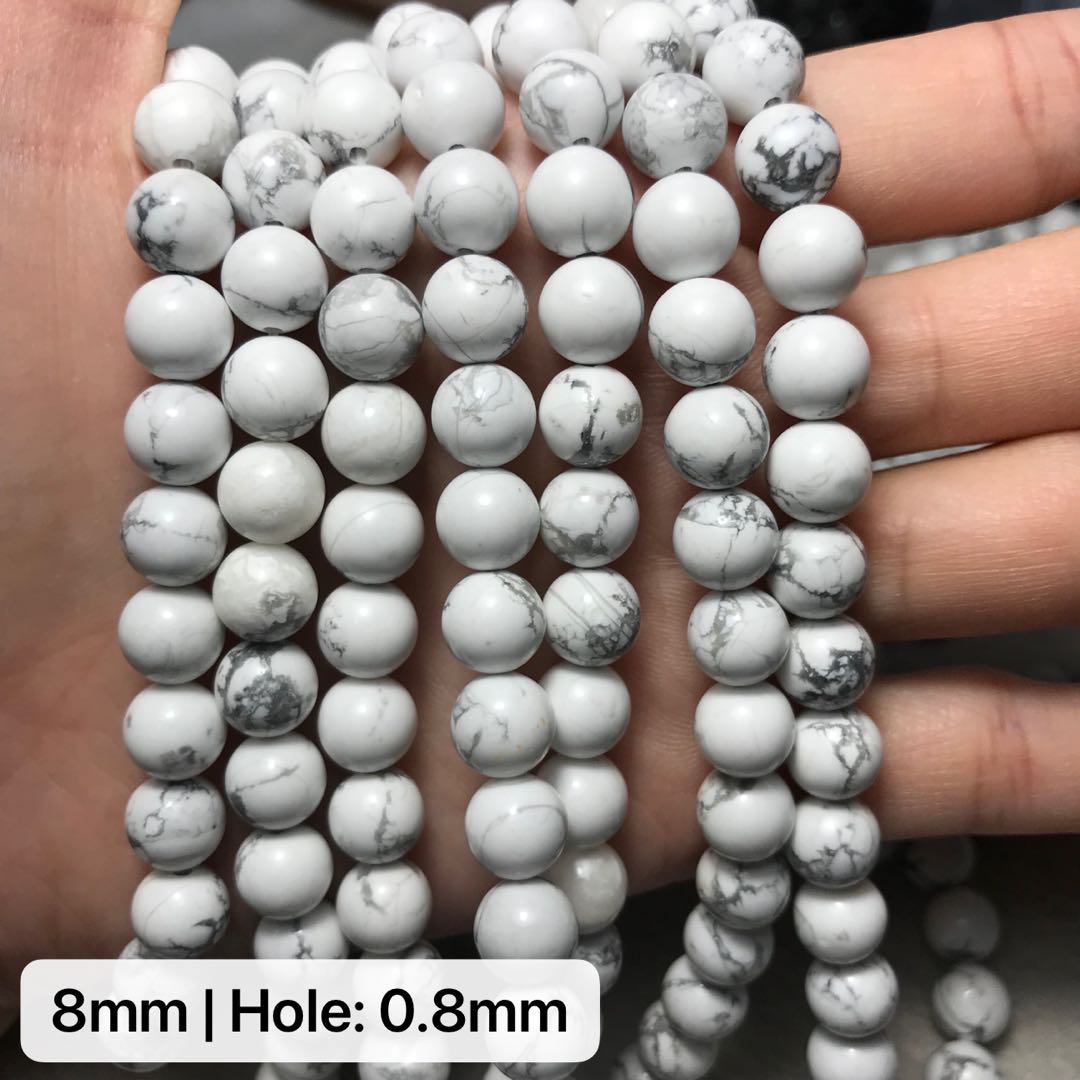 6-12Mm Natural White Howlite Round Bead Strands For Diy Jewelry Project