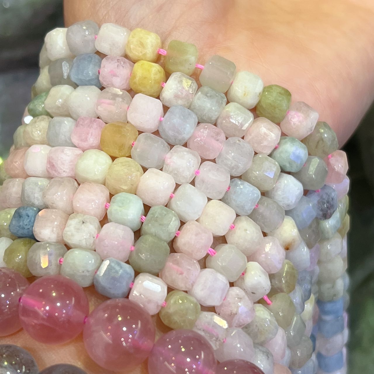 6X6Mm Natural Morganite Faceted Cube Bead Diy Strands Zh-Morcufa6T48